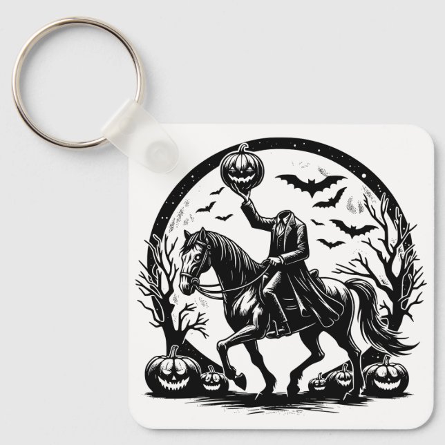Llavero Diseño de Círculo de Halloween sin Cabeceras de Ha (Anverso)