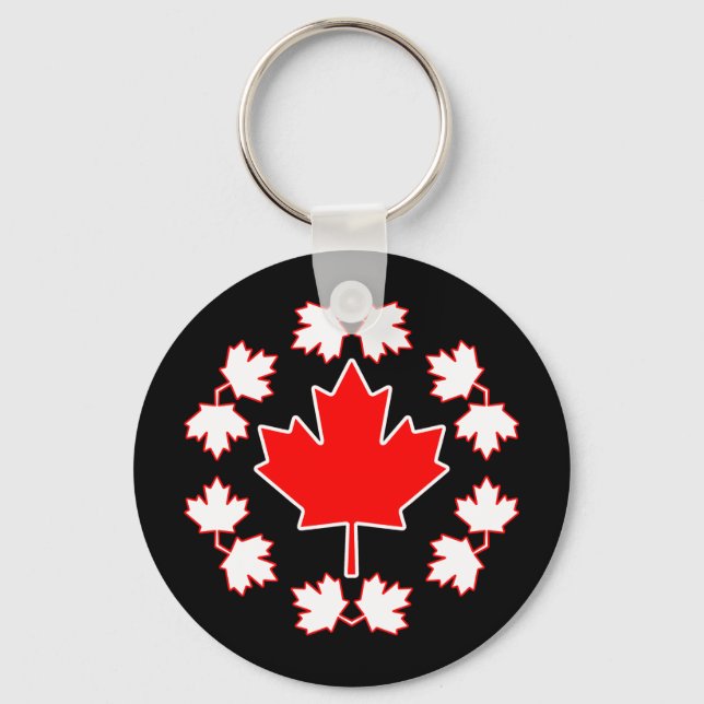 Llavero Diseño de Círculo de hojas de arce en Canadá (Anverso)