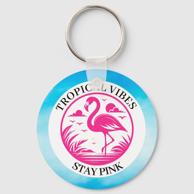 Llavero Diseño de círculo de verano de flamenco rosa-68730 (Anverso)