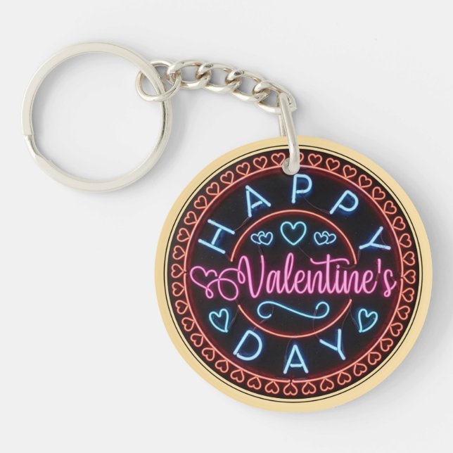 Llavero Diseño de círculo del día de San Valentín feliz-67 (Frente)