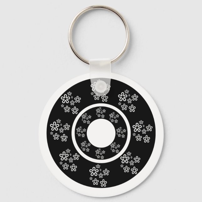 Llavero Diseño de Círculos Florales Negros Orientales (Anverso)