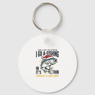 Llavero Diseño de cita de arroyo de pesca de Navidad