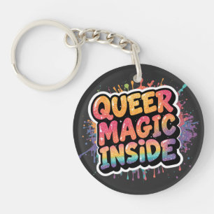 Llavero Diseño de cita de orgullo LGBTQ con magia queer de