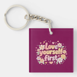 Llavero Diseño de cita floral Amor Propio Lindo Estética
