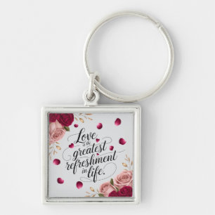 Llavero Diseño de cita floral de rosa elegante