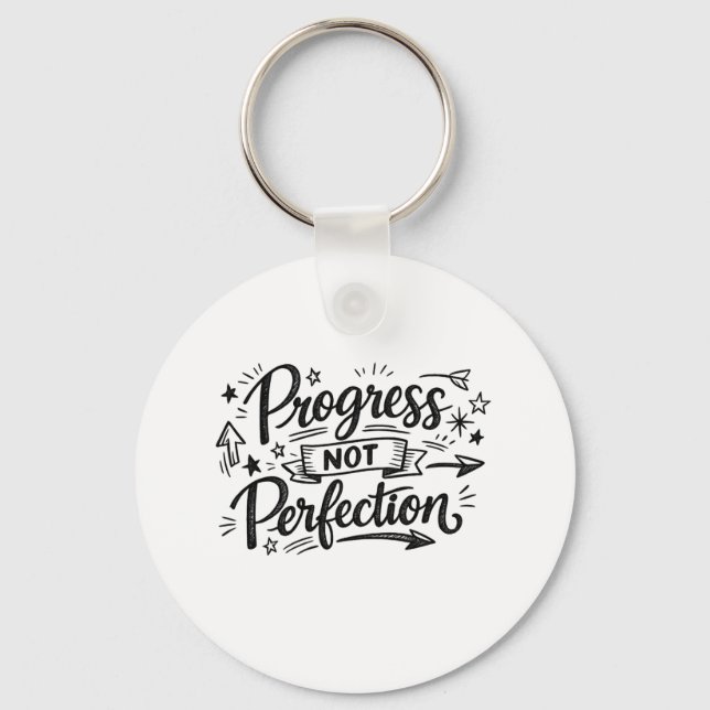 Llavero Diseño de cita motivacional de progreso no perfecc (Anverso)