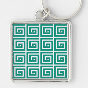 Llavero Diseño de clave griega - aspecto de esmalte verde 
