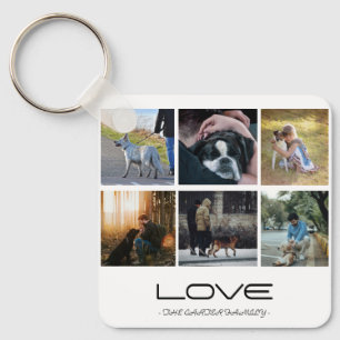 Llavero Diseño de Collage de Retrato de Familia Perro Amor