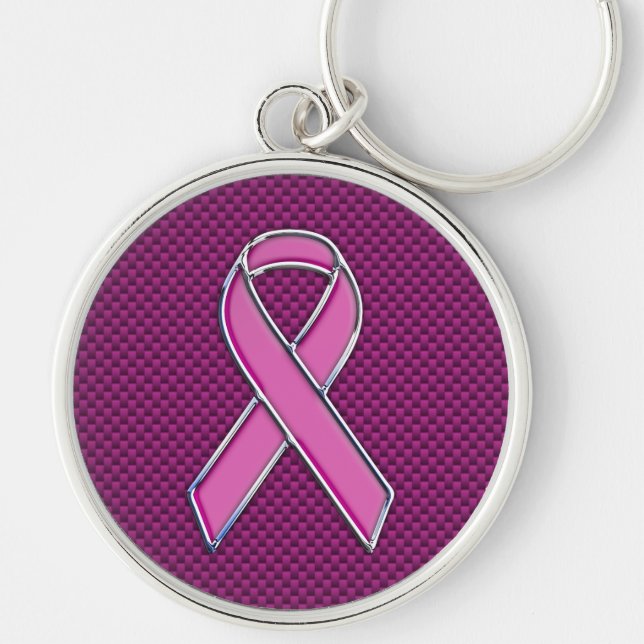 Llavero Diseño de conciencia de la cinta rosa moderna (Frente)