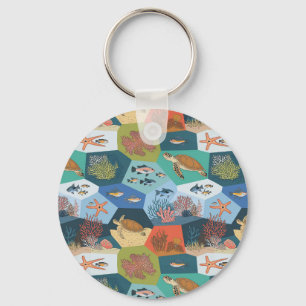 Llavero Diseño de conjunto de criaturas submarinas