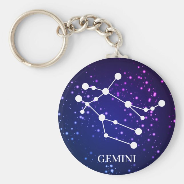 Llavero Diseño de constelación de zodiaco de Gemini (Frente)