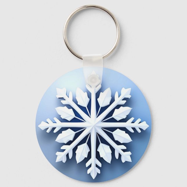 Llavero Diseño de copo de nieve 3D elegante (Anverso)
