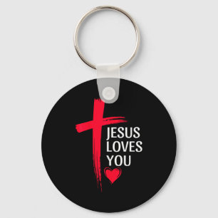 Llavero Diseño de corazón de cruz de amor cristiano Jesús