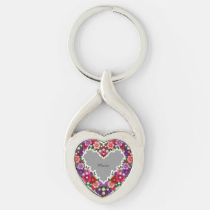 Llavero Diseño de corazón floral elegante
