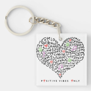 Llavero Diseño de Corazón Solo Vibraciones Positivas