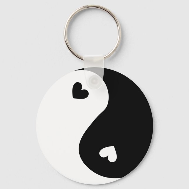 Llavero diseño de corazones de yin yang (Anverso)