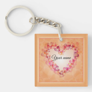 Llavero Diseño de corazones románticos pastel y formas abs