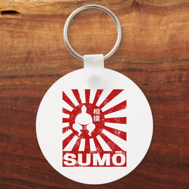 Llavero Diseño de cosecha japonesa de sumo retro (Anverso)