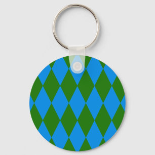 Llavero Diseño de cuadros de arlequín azul verde