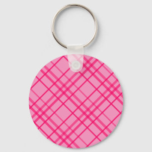 Llavero Diseño de cuadros de línea de rejilla rosa sobre r