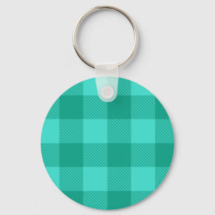 Llavero Diseño de cuadros escoceses de gingham azul verdos