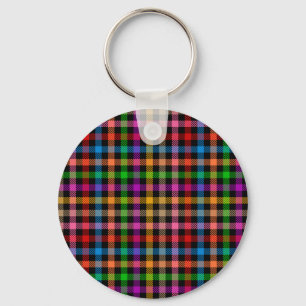 Llavero Diseño de cuadros escoceses de gingham de arcoíris