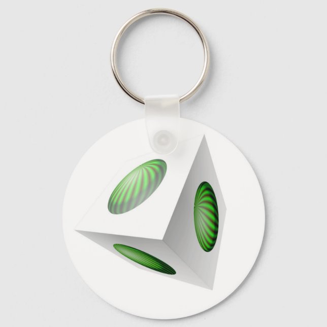 Llavero Diseño de Cubo 3D con Globo Verde (Anverso)