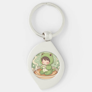 Llavero Diseño de Cuento de Café de Rana Adorable