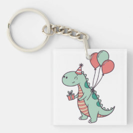 Llavero Diseño de cumpleaños de Dinosaurio Personalizado C