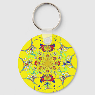 Llavero Diseño de damasco floral brillante y colorido Arte