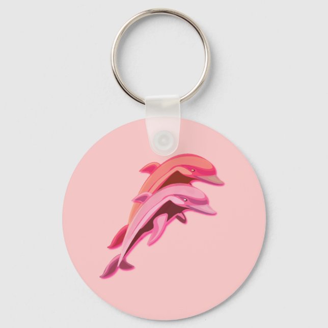 Llavero Diseño de delfín rosado Keychain (Anverso)