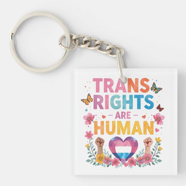 Llavero Diseño de Derechos Trans como Derechos Humanos | L (Frente)