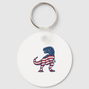 Llavero Diseño de dinosaurio T-Rex patriótico bandera amer