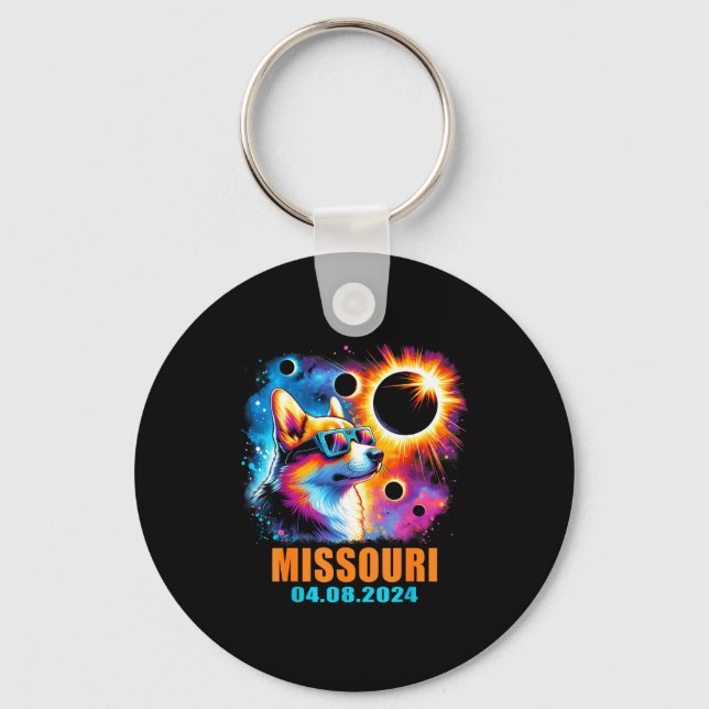Llavero Diseño de eclipse solar total Totality Missouri (Anverso)