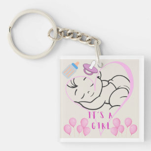 Llavero Diseño de "Es una niña" para celebrar su llegada 