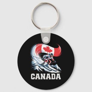 Llavero Diseño de esquí de Canadá Arte de deportes de invi