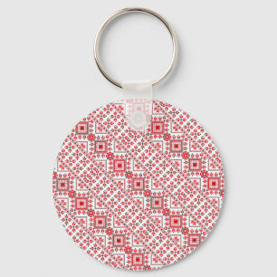 Llavero Diseño de estampados ucranianos de color rojo vivo