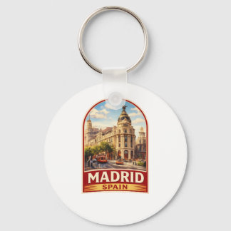 Llavero Diseño de estilo de póster de viaje vintage de Mad