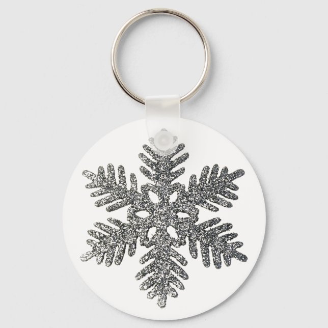 Llavero Diseño de estrella de copo de nieve Holiday Silver (Anverso)