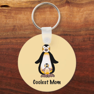 Llavero Diseño de familia de pingüinos de la mamá más geni