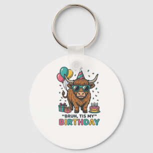 Llavero Diseño de fiesta de cumpleaños divertida de vaca d