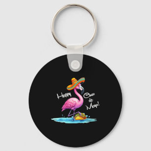 Llavero Diseño de flamenco feliz cinco de mayo con taco 