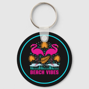 Llavero Diseño de Flamencos Rosas Beach Vibes