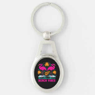 Llavero Diseño de Flamencos Rosas Beach Vibes