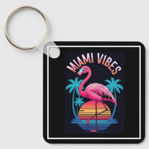 Llavero Diseño de Flamingo de Verano Miami Vibes-63454