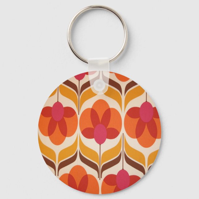 Llavero Diseño de flor retro (Anverso)