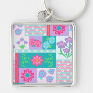 Llavero Diseño de flores vibrantes en flor