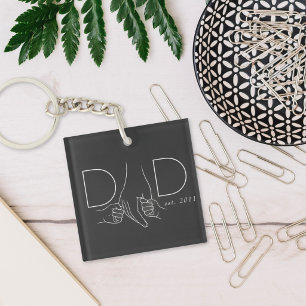Llavero Diseño de foto de padre e hijo con arte de línea d