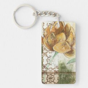 Llavero Diseño de Fresco Decorativo con Flor de Globe