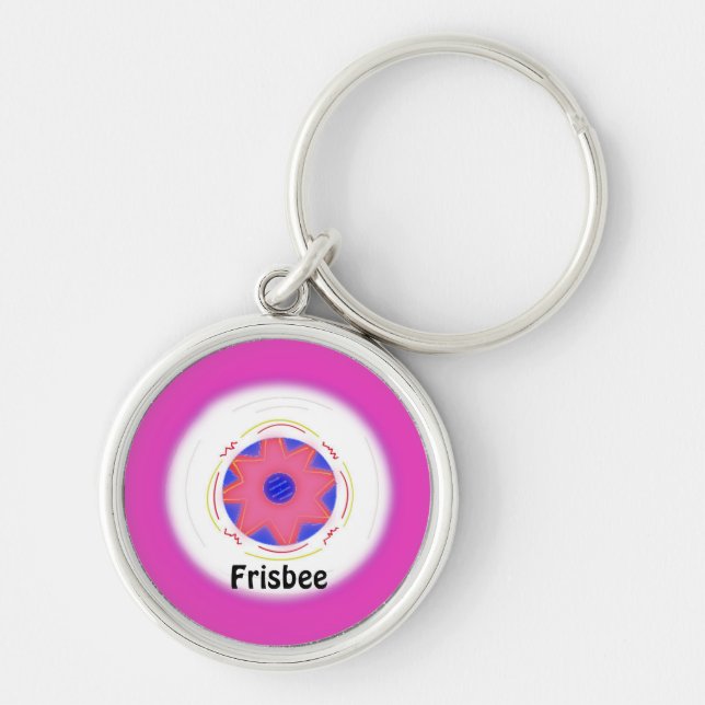 Llavero Diseño de Frisbee Rosa Genial (Frente)